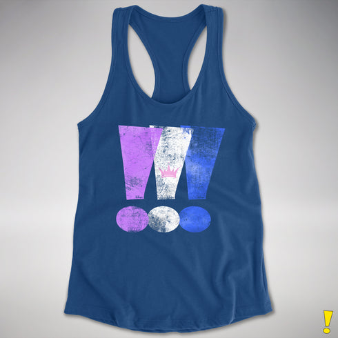 Drag Pride Grunge Exclamation Points Racerback Tank - Royal